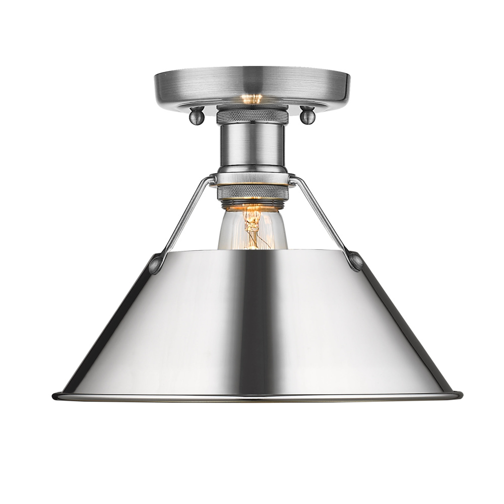 Yep by Golden Lighting Orwell 1-light Flush Mount in Pewter and Chrome shade